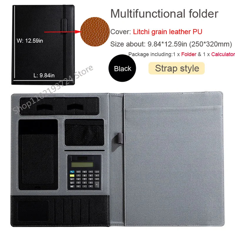 ELMAS Business Leather A4 Portfolio Organizer Folder - Al Masam Stationery LLC