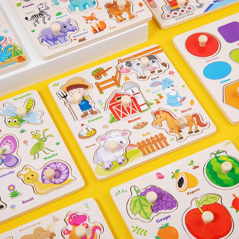 ELMAS Wooden Puzzle Montessori Animal Traffic Toy for Kids - Al Masam Stationery LLC