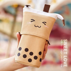 ELMAS Cute Milk Tea Pencil Case - Stylish Stationery Holder