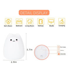 ELMAS Adorable Cat Night Light - 7-Color Touch Lamp