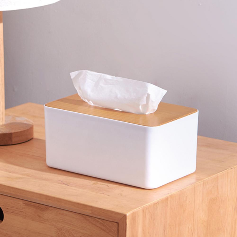 ELMAS Modern Tissue Box with Wooden Lid for Home & Car - Al Masam Stationery LLC