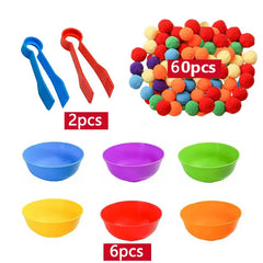 ELMAS Rainbow Counting Pompoms Sorting Cup Toys