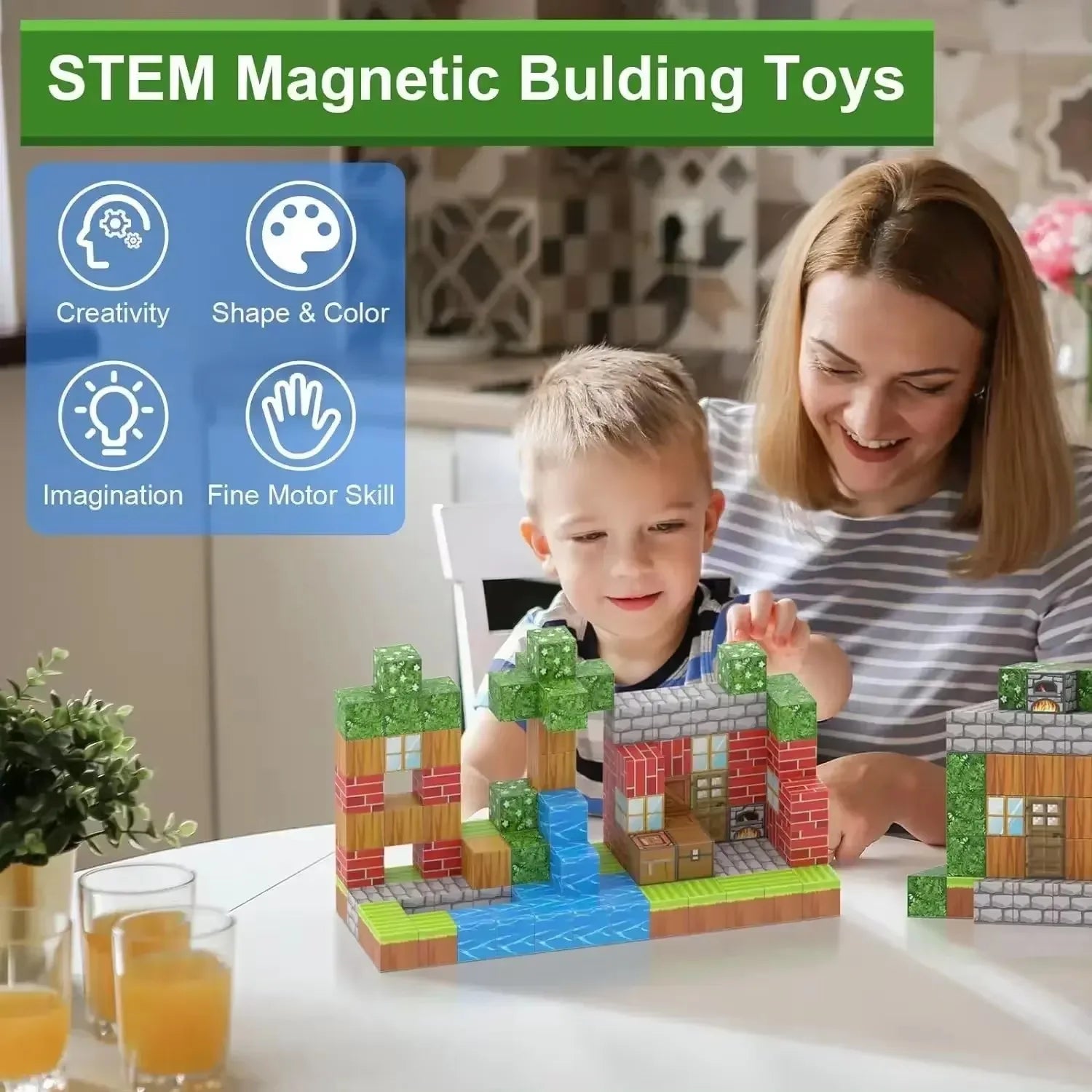 ELMAS 100pcs Magnetic Block Set for Creative Play - Al Masam Stationery LLC