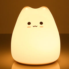 ELMAS Adorable Cat Night Light - 7-Color Touch Lamp