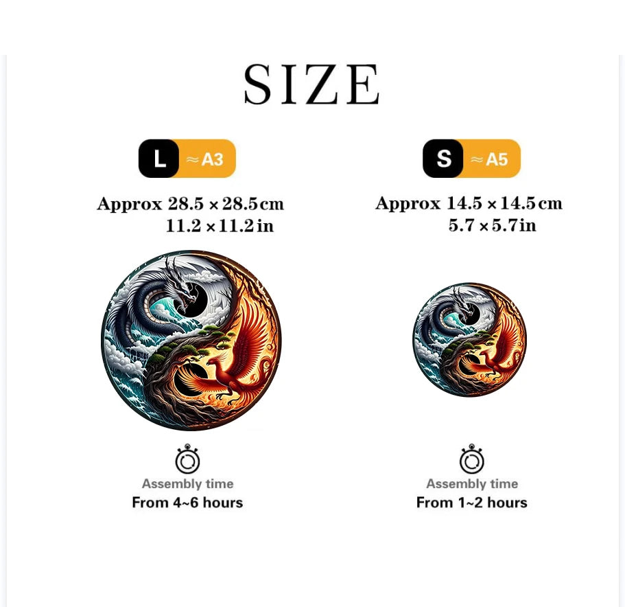 ELMAS Dragon and Phoenix Theme Wooden Puzzle Gift - Al Masam Stationery LLC