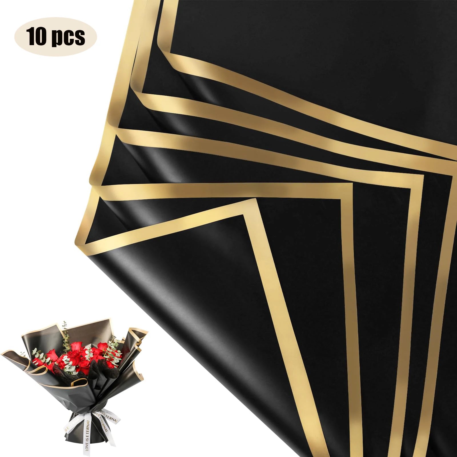 ELMAS Elegant Flower Wraps with Golden Edges - 10 Sheets - Al Masam Stationery LLC