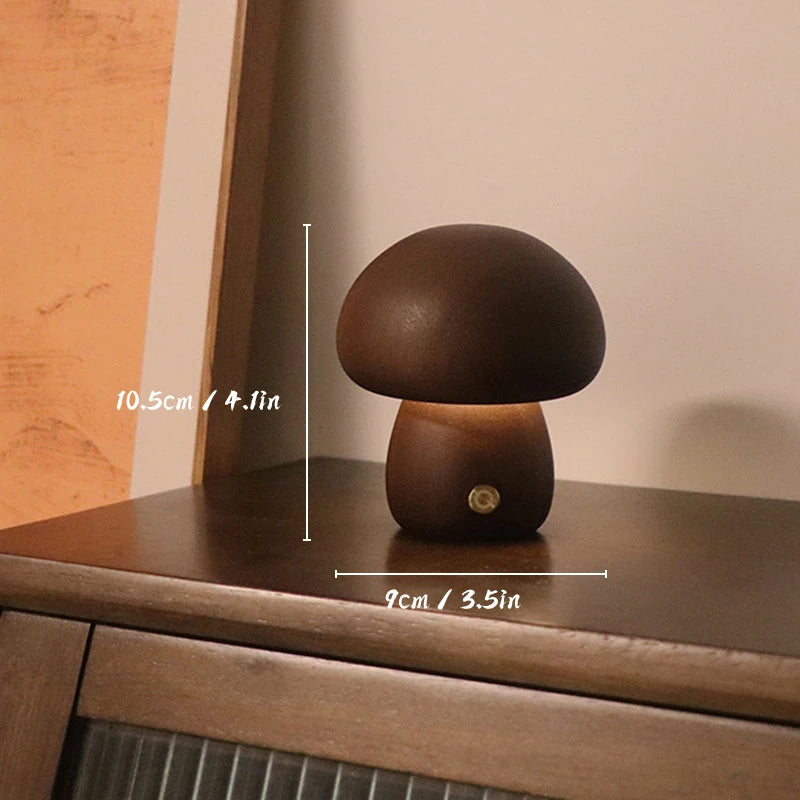 ELMAS Touch Control Wooden Mushroom Bedside Lamp - Al Masam Stationery LLC