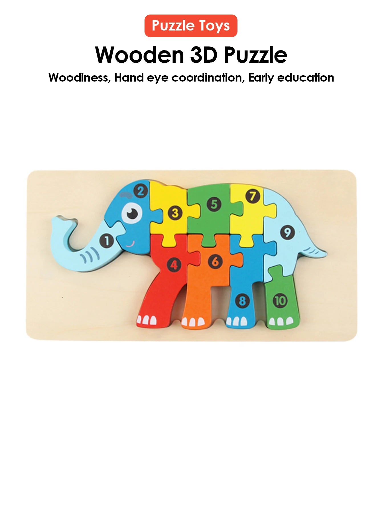 ELMAS 3D Wooden Puzzles Educational Cartoon Animals Toys - Al Masam Stationery LLC
