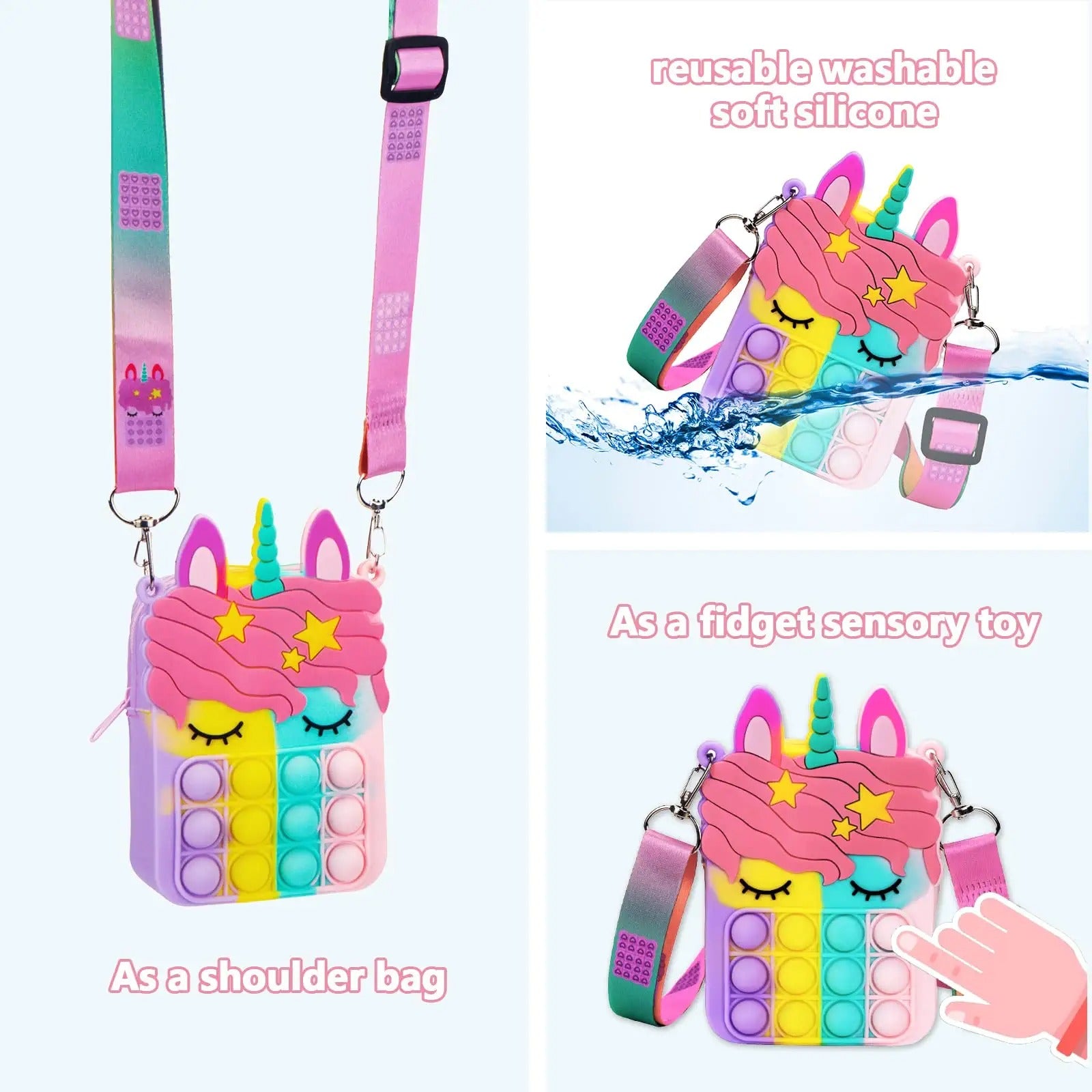 ELMAS Unicorn Pop Purse Bag With Fidget Toy For Girls - Al Masam Stationery LLC