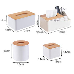 ELMAS Modern Tissue Box with Wooden Lid for Home & Car