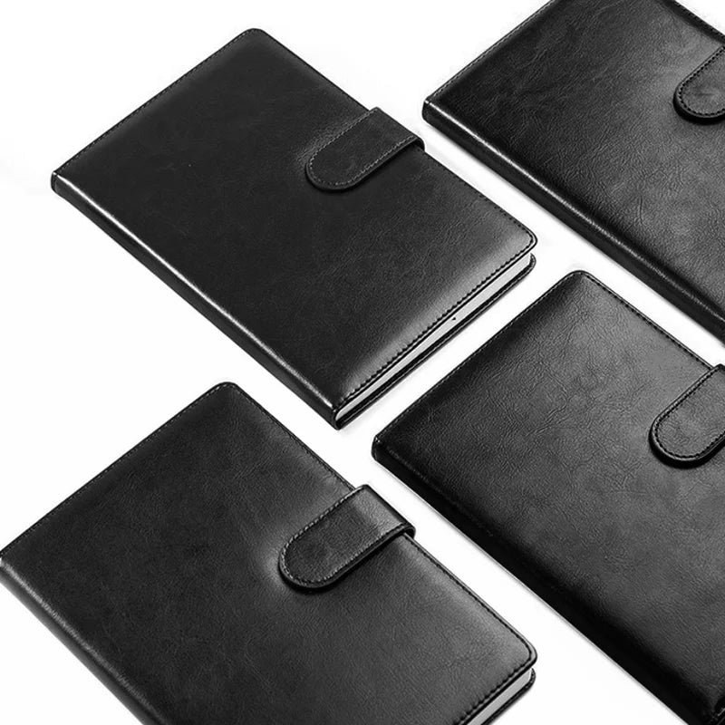 ELMAS 25K Buckle Black Leather Notebook A5 Business - Al Masam Stationery LLC