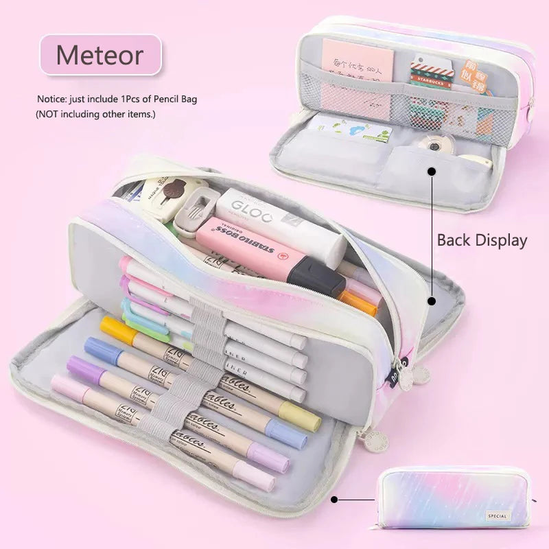 ELMAS Stylish Purple 3/4 Compartment Pencil Case for Kids - Al Masam Stationery LLC