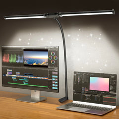 ELMAS Dimmable LED Desk Lamp with Dual/Single Head Design