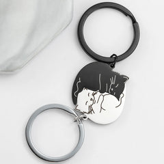 ELMAS Black Cat Couples Keychain - Love Puzzle Gift