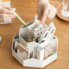 ELMAS Cute 360° Rotating 9-Slot Desk Organizer for Stationery