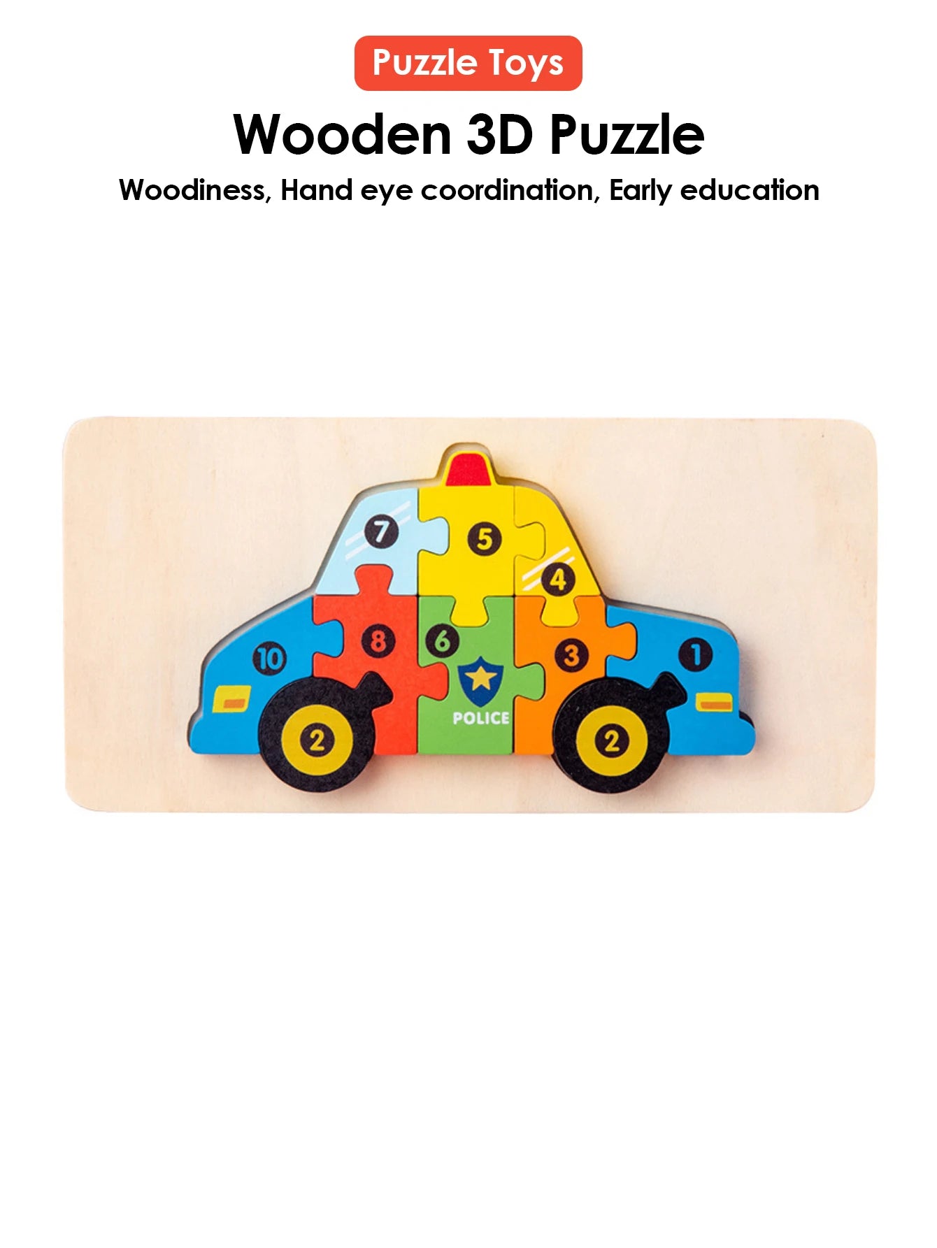 ELMAS 3D Wooden Puzzles Educational Cartoon Animals Toys - Al Masam Stationery LLC