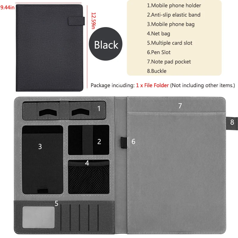 ELMAS A4 Executive Leather Padfolio Organizer Folder - Al Masam Stationery LLC