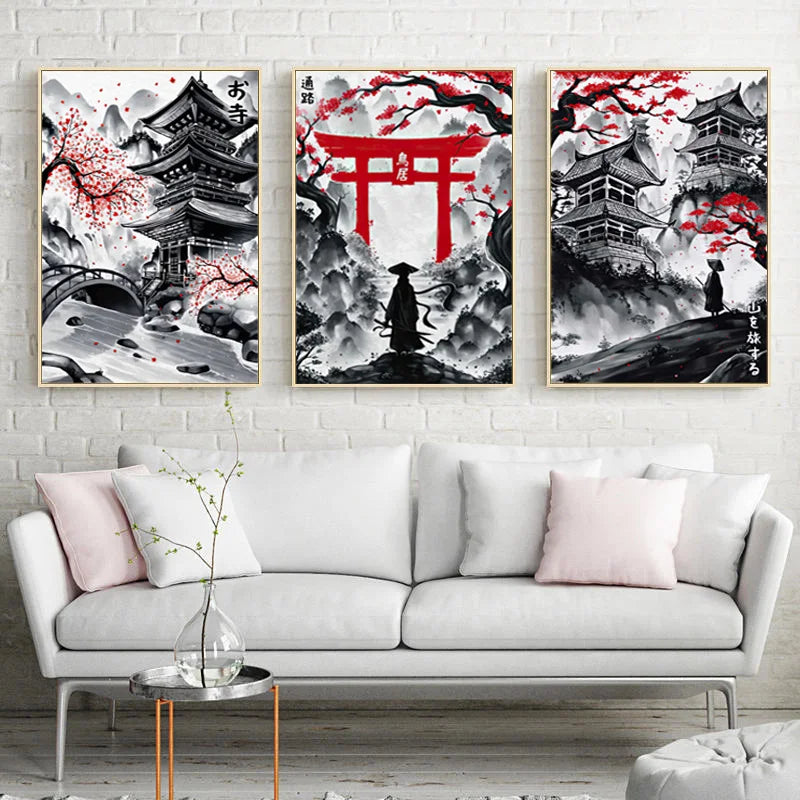 ELMAS Elegant Japanese Landscape Canvas Art Set - Al Masam Stationery LLC