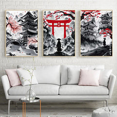 ELMAS Elegant Japanese Landscape Canvas Art Set