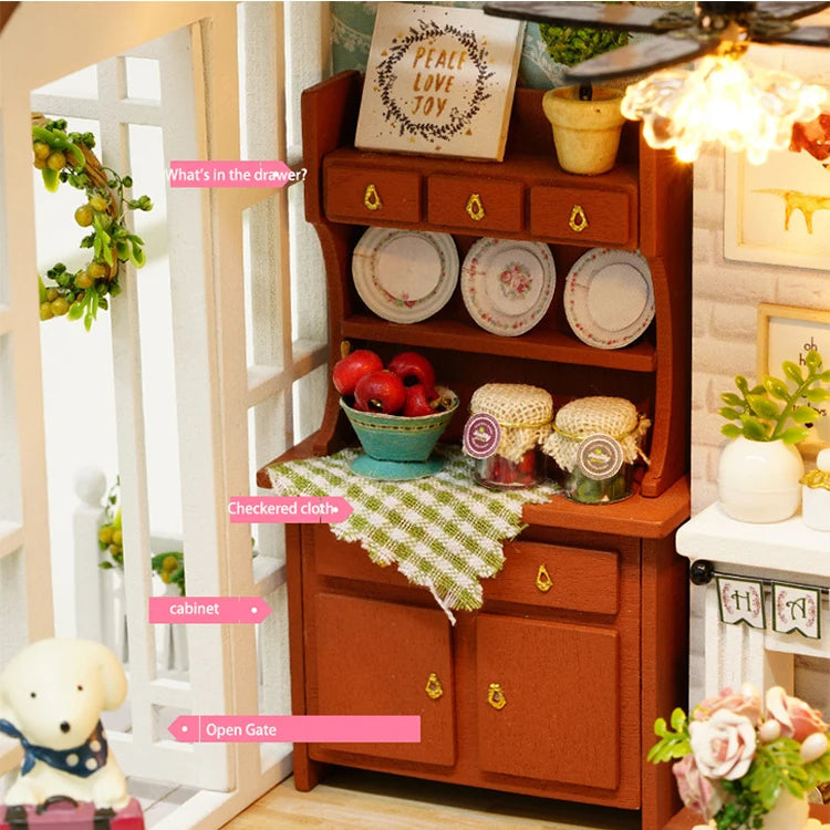 ELMAS Creative Kitten Mini Wooden Dollhouse Building Kit - Al Masam Stationery LLC