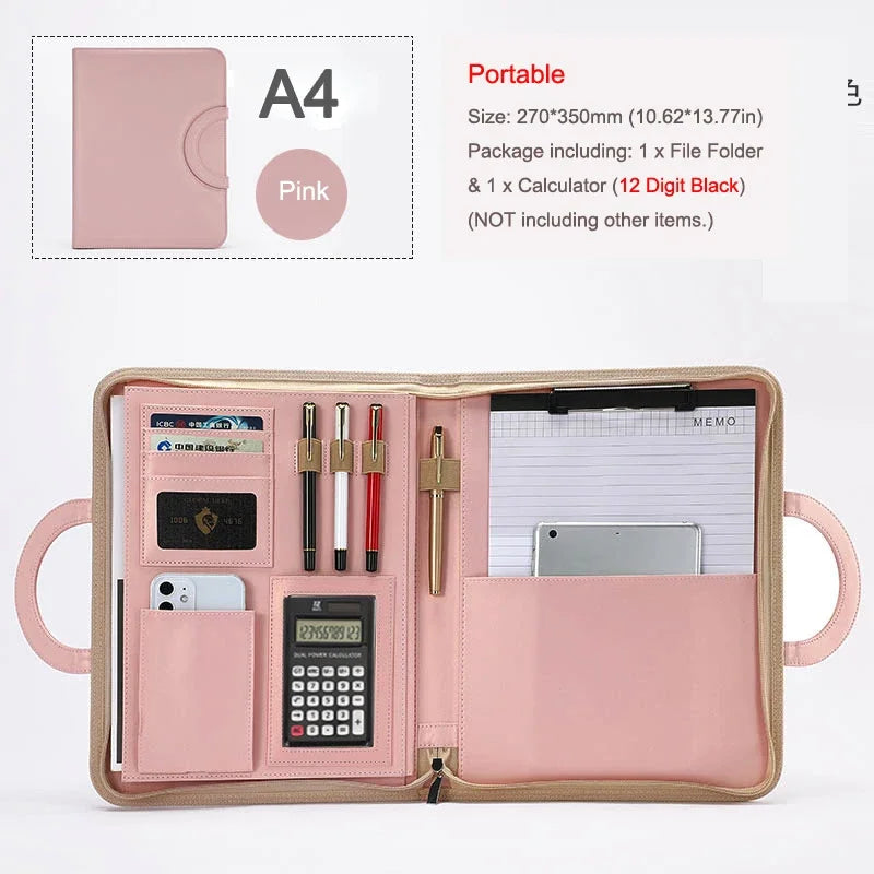 ELMAS Stylish A4 Leather Portfolio Organizer for Professionals - Al Masam Stationery LLC