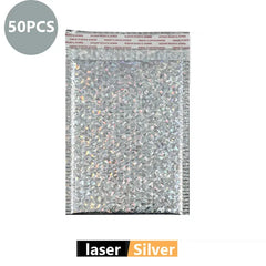 ELMAS 50Pcs Holographic Bubble Mailer Rose Red Shipping Bag - Al Masam Stationery LLC