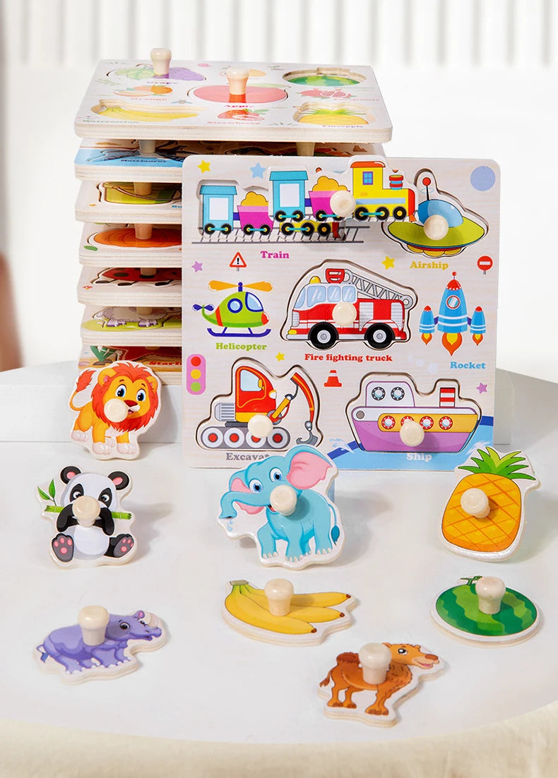 ELMAS Wooden Puzzle Montessori Animal Traffic Toy for Kids - Al Masam Stationery LLC