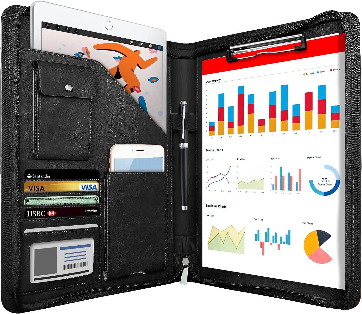 ELMAS Premium Multifunctional A4 Leather Conference Organizer - Al Masam Stationery LLC