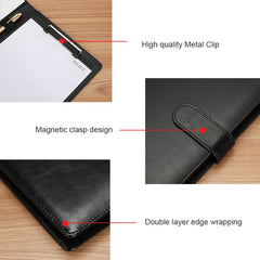 ELMAS Premium A4 Leather Padfolio & Clipboard Organizer