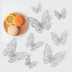 ELMAS 12pcs 3D Hollow Butterflies Wall Stickers DIY