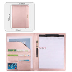 ELMAS Elegant Rose Gold Leather Padfolio & Clipboard Holder