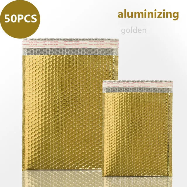 ELMAS 50Pcs Holographic Bubble Mailer Rose Red Shipping Bag - Al Masam Stationery LLC