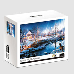 ELMAS 1000 Pieces Snow Night Aurora Jigsaw Puzzle Fun