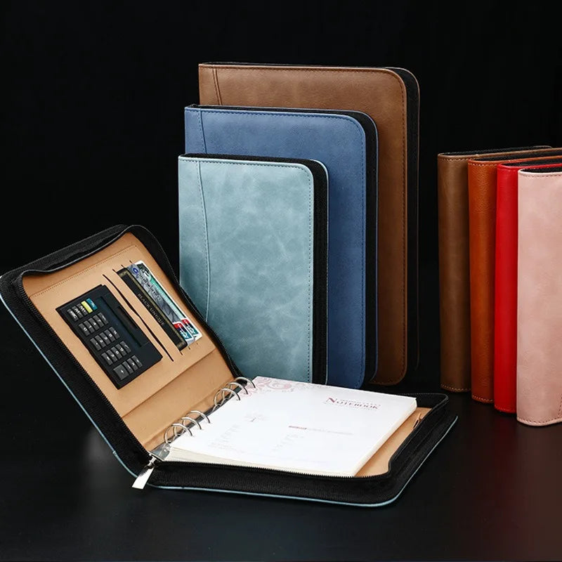 ELMAS Stylish A6 Leather Binder Planner with Calculator - Al Masam Stationery LLC
