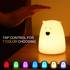 ELMAS Adorable Cat Night Light - 7-Color Touch Lamp