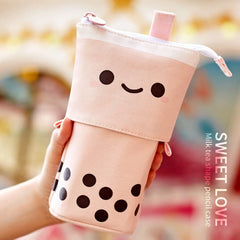 ELMAS Cute Milk Tea Pencil Case - Stylish Stationery Holder