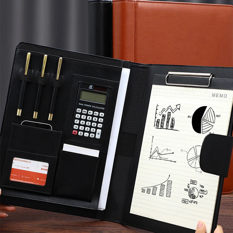 ELMAS Stylish Leather A4 Conference Portfolio Folder - Al Masam Stationery LLC