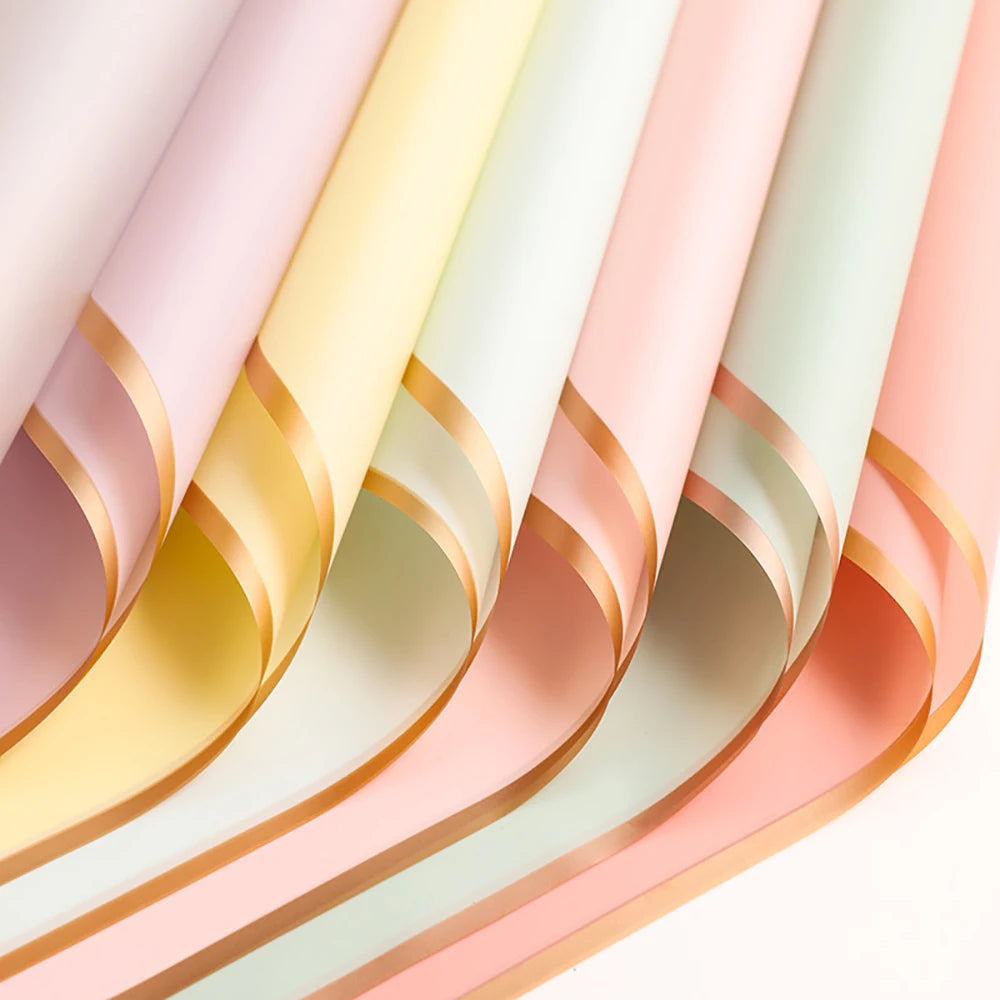 ELMAS Elegant Flower Wraps with Golden Edges - 10 Sheets - Al Masam Stationery LLC