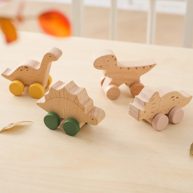 ELMAS: Baby Beech Wooden Block Dinosaur Trolley Toy - Al Masam Stationery LLC