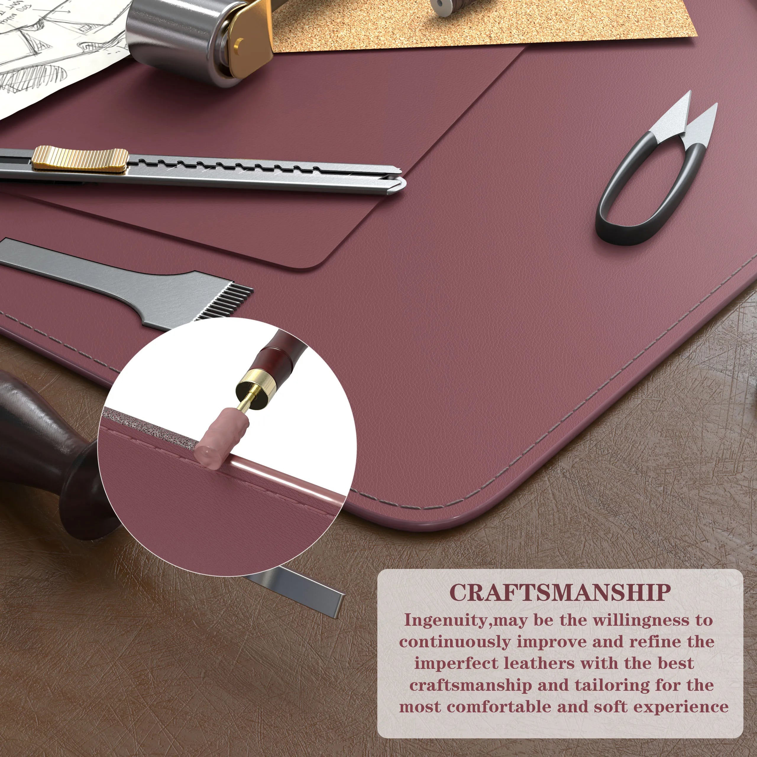 ELMAS Premium Dual-Sided Cork & Leather Mouse Pad - Al Masam Stationery LLC