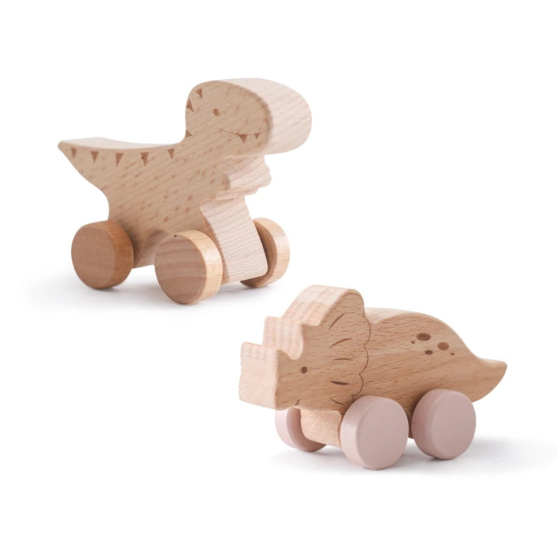 ELMAS: Baby Beech Wooden Block Dinosaur Trolley Toy - Al Masam Stationery LLC