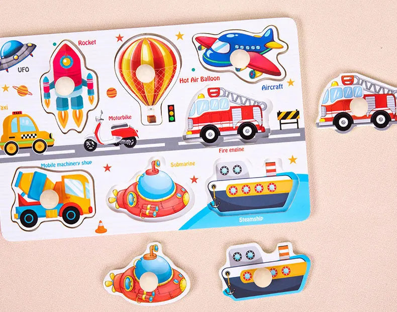 ELMAS Wooden Puzzle Montessori Toys for 1-3 Years Kids - Al Masam Stationery LLC