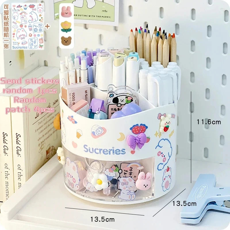 ELMAS Kawaii Rotating Pen Holder & Stationery Organizer Box - Al Masam Stationery LLC