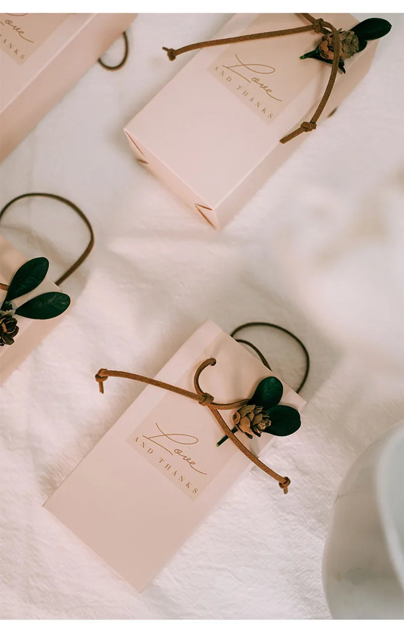 ELMAS Elegant Square Gift Bags With Artificial Flower - Al Masam Stationery LLC