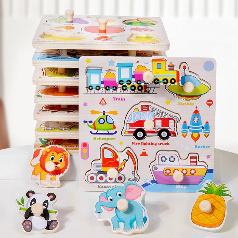 ELMAS Wooden Puzzle Montessori Animal Traffic Toy for Kids - Al Masam Stationery LLC