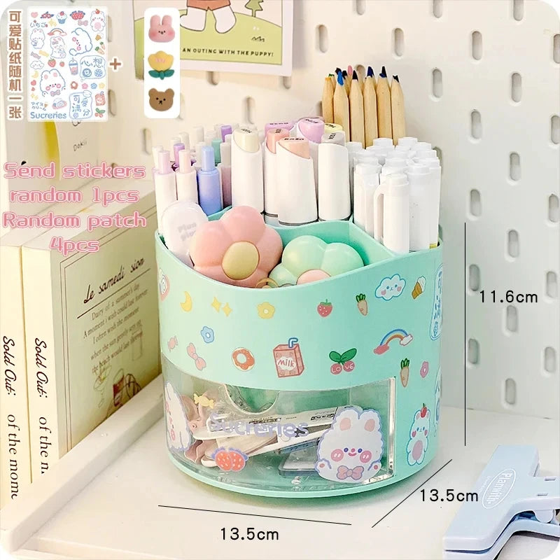 ELMAS Kawaii Rotating Pen Holder & Stationery Organizer Box - Al Masam Stationery LLC