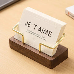 ELMAS Elegant Wooden Business Card Organizer Stand