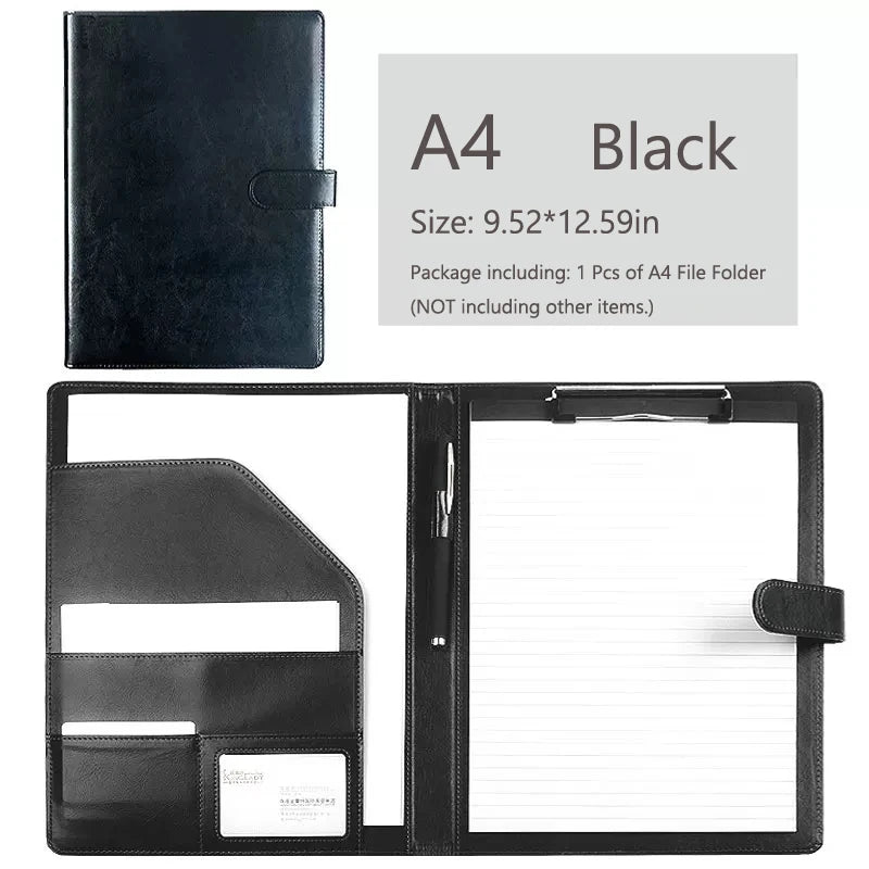 ELMAS Executive Black Leather Padfolio Organizer - Al Masam Stationery LLC