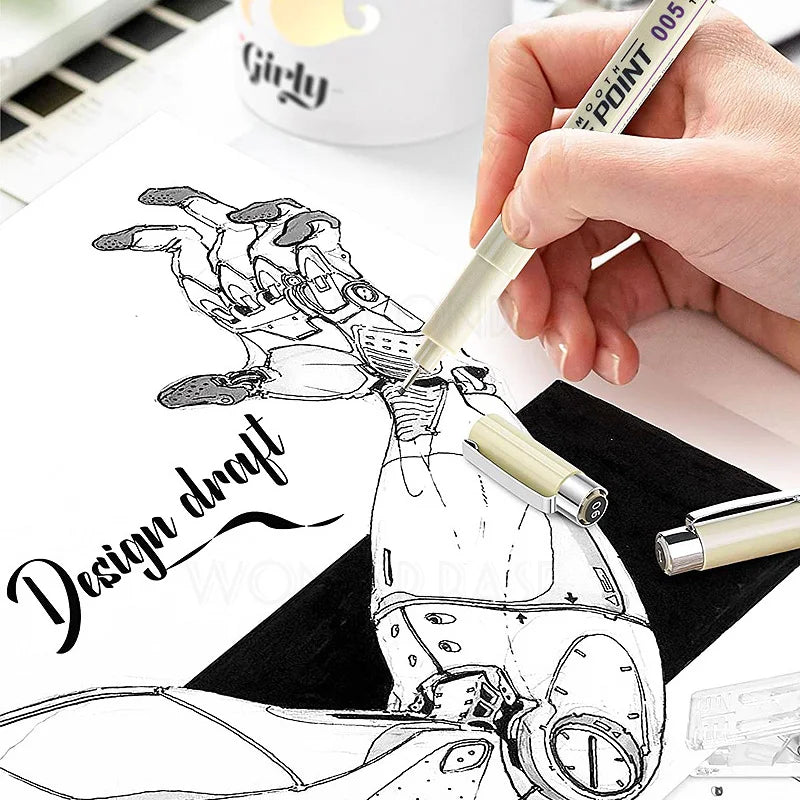 ELMAS 12 Nib Micron Ink Markers for Precision Art - Al Masam Stationery LLC