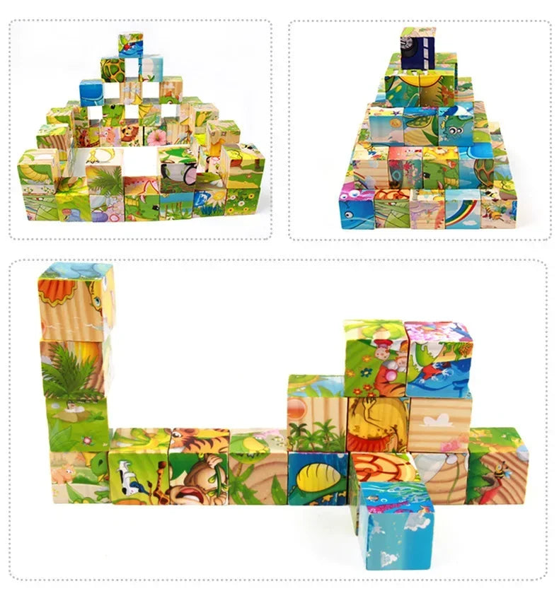 ELMAS 3D Cube Wooden Puzzle Montessori Learning Toy - Al Masam Stationery LLC